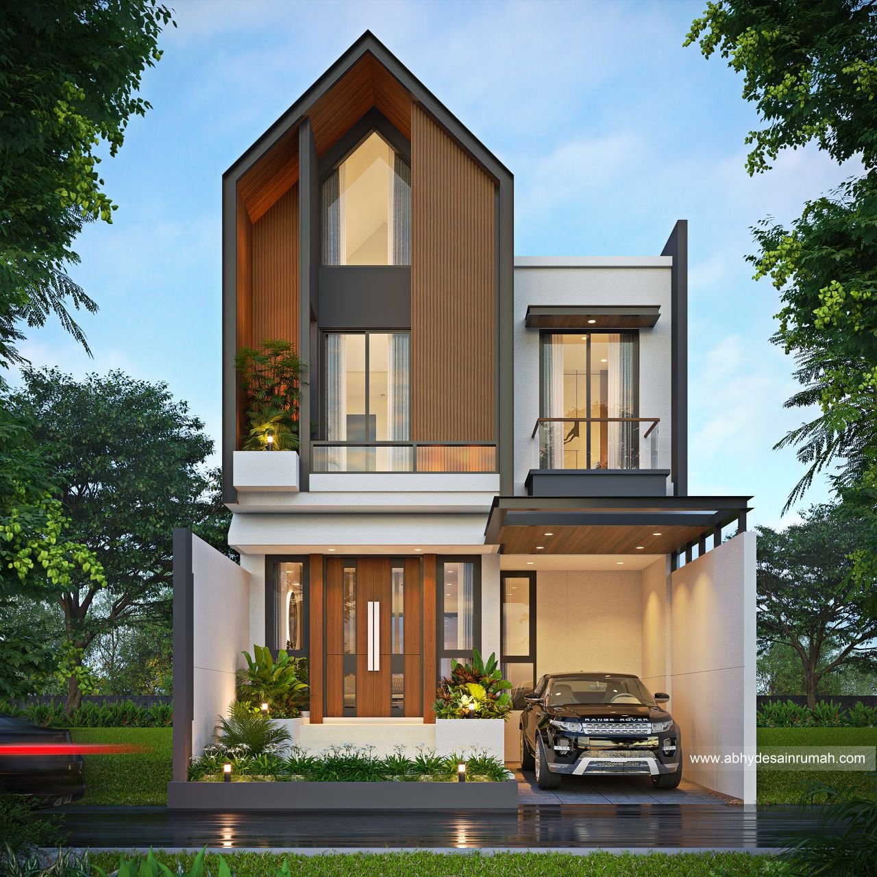 Desain Rumah  Industrial 2 Lantai Lebar 7 Meter Mr. Kozanayi di Zimbabwe - ADR0148 1