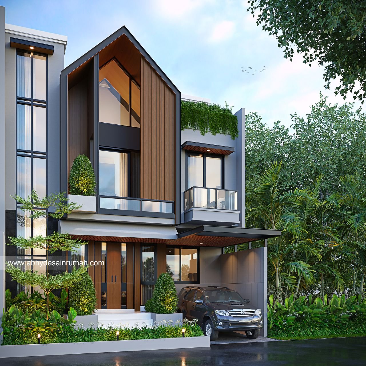 Desain Rumah  Industrial 2 Lantai Lebar 9 Meter Ibu Anindita di Semarang - ADR0109 2