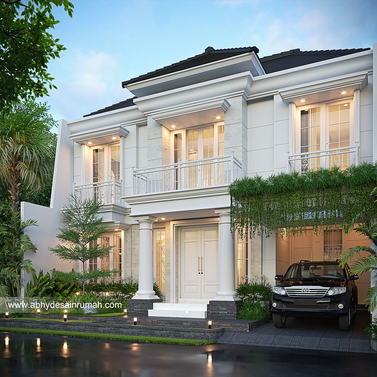 Desain Rumah  Modern Klasik 2 Lantai Lebar 11 Meter Bapak Ade di Balikpapan - ADR0027 2