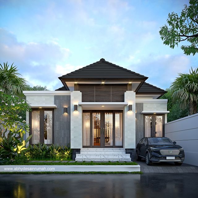 Desain Rumah  Bali Modern 1 Lantai Lebar 10 Meter Bapak Rizal di Sukabumi 