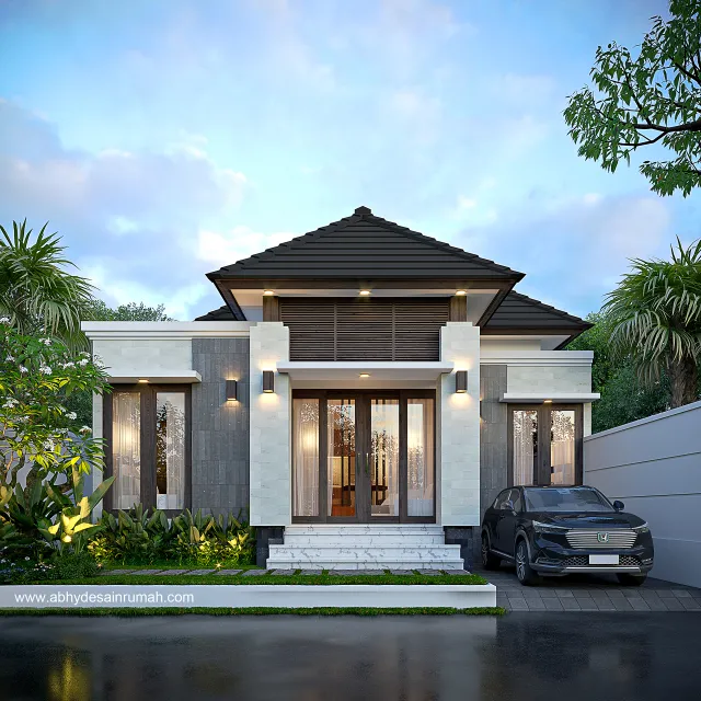 Desain Rumah  Bali Modern 1 Lantai Lebar 10 Meter Bapak Rizal di Sukabumi 