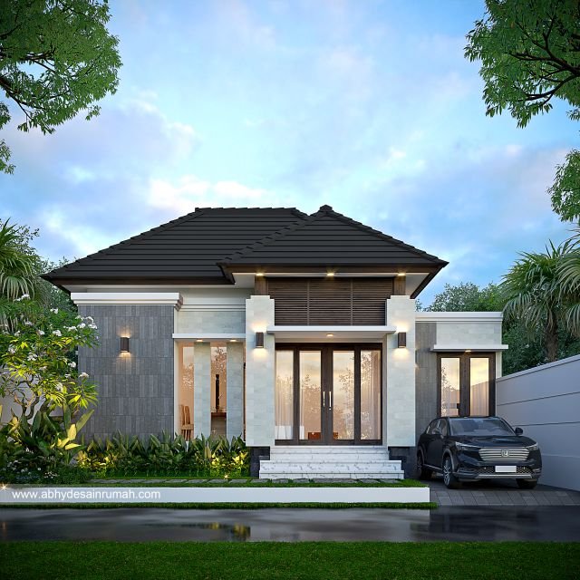Desain Rumah  Bali Modern 1 Lantai Lebar 11 Meter Bapak Andri di Mojokerto 