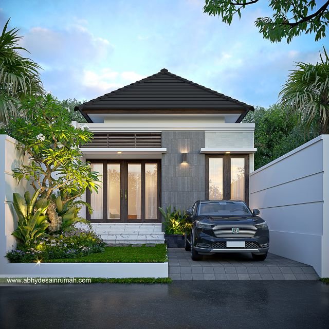 Desain Rumah  Bali Modern 1 Lantai Lebar 6 Meter Ibu Widya di Surabaya 