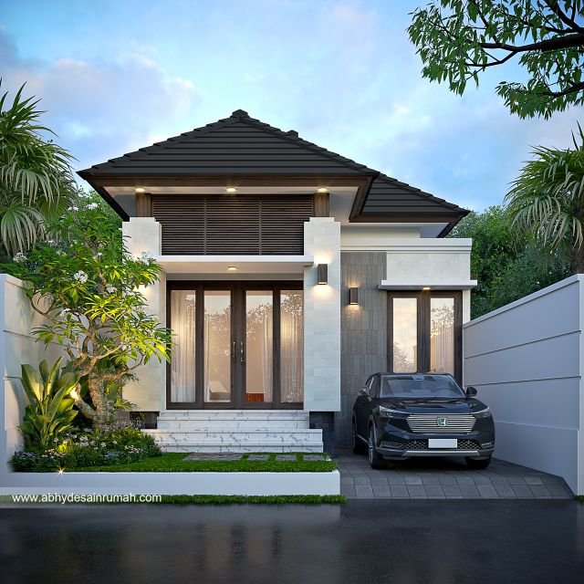 Desain Rumah  Bali Modern 1 Lantai Lebar 7 Meter Ibu Keysha di Jakarta 