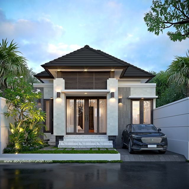 Desain Rumah  Bali Modern 1 Lantai Lebar 8 Meter Bapak Wawan di Tangerang Selatan 