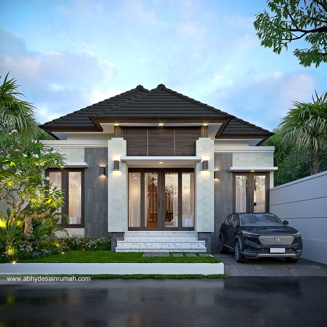 Desain Rumah  Bali Modern 1 Lantai Lebar 9 Meter Ibu Naya di Bogor 