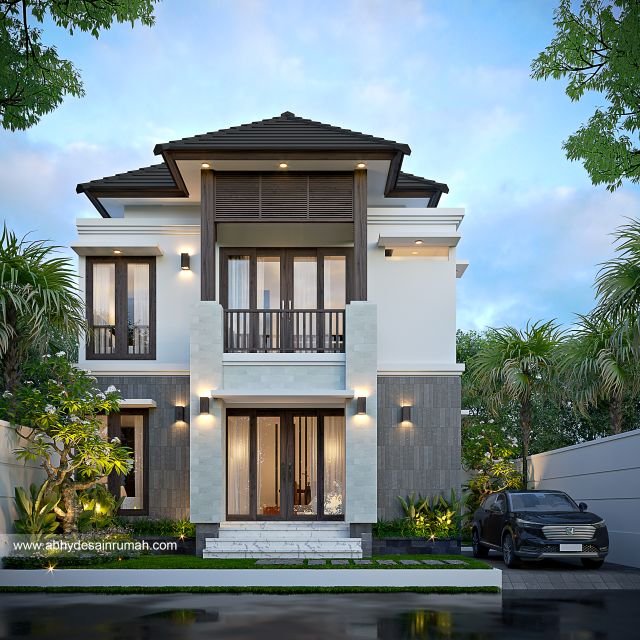 Thumb Desain Rumah  Bali Modern 2 Lantai Lebar 11 Meter Ibu Lestari di Tasikmalaya 