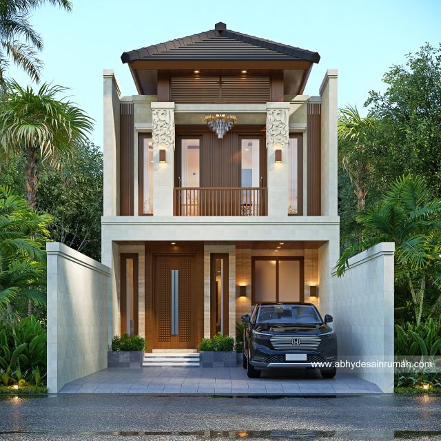 Desain Rumah  Bali Modern 2 Lantai Lebar 6 Meter Ibu Renita di Pondok Pinang, Jakarta Selatan 