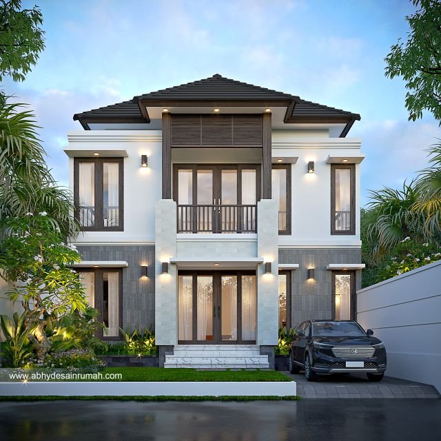 Desain Rumah  Bali Modern 2 Lantai Lebar 9 Meter Bapak Ismail di Medan 