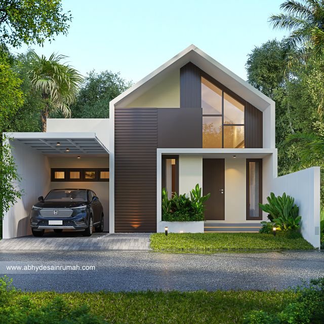 Desain Rumah  Industrial 1 Lantai Lebar 8 Meter Bapak Junaidi di Palembang 