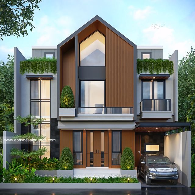 Desain Rumah  Industrial 2 Lantai Lebar 11 Meter Bapak Dafa di Bogor 