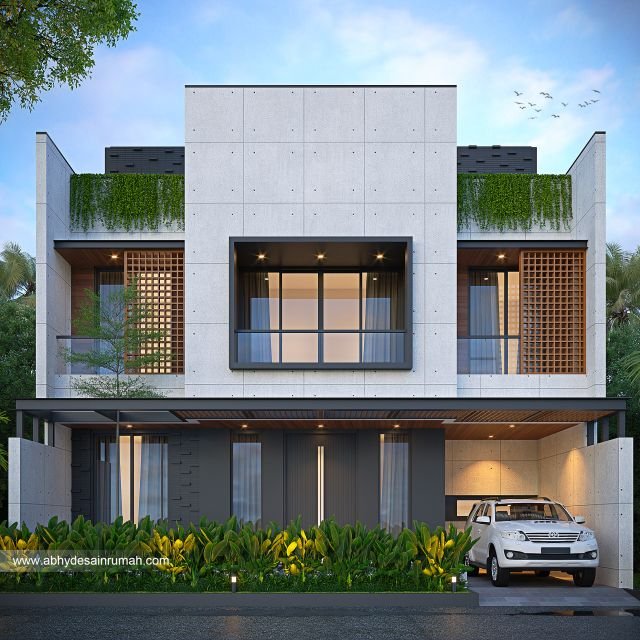 Desain Rumah  Industrial 2 Lantai Lebar 11 Meter Bapak Latif di Surabaya 