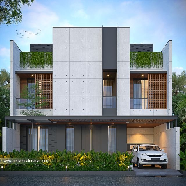 Desain Rumah  Industrial 2 Lantai Lebar 11 Meter Ibu Mila di Bandung 