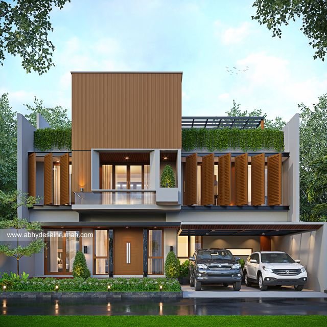 Desain Rumah  Industrial 2 Lantai Lebar 13 Meter Bapak Adri di Madiun 