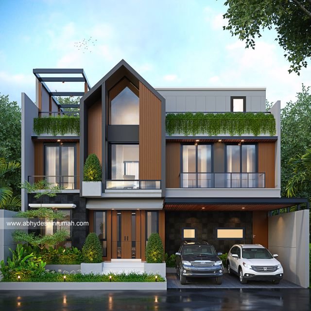 Desain Rumah  Industrial 2 Lantai Lebar 13 Meter Ibu Asih di Pekalongan 