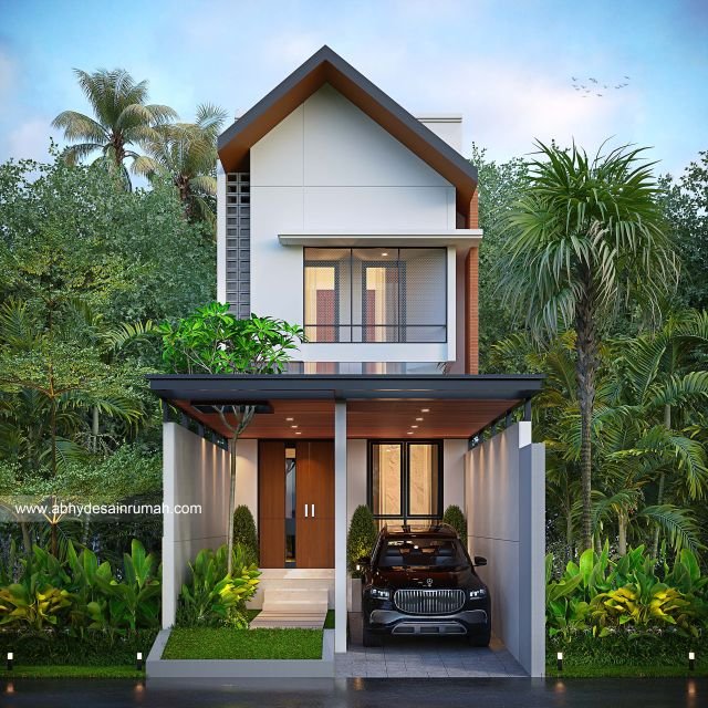 Desain Rumah  Industrial 2 Lantai Lebar 5 Meter Bapak Azhar di Depok 