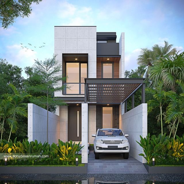 Desain Rumah  Industrial 2 Lantai Lebar 5 Meter Bapak Omar di Bogor 