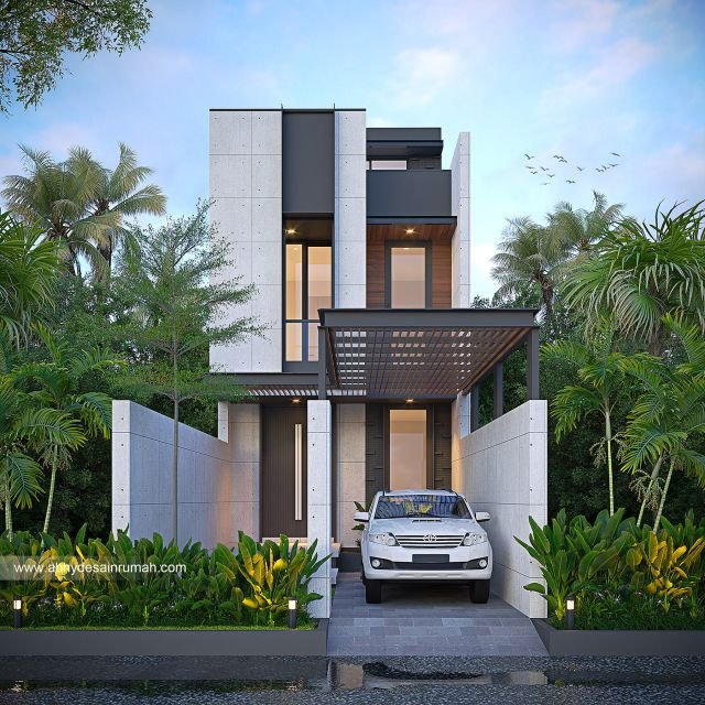 Desain Rumah  Industrial 2 Lantai Lebar 5 Meter Ibu Keyla di Tasikmalaya 
