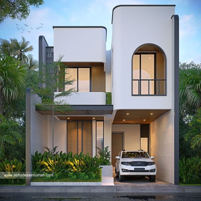 Desain Rumah  Industrial 2 Lantai Lebar 7 Meter Bapak Arif di Bandung 