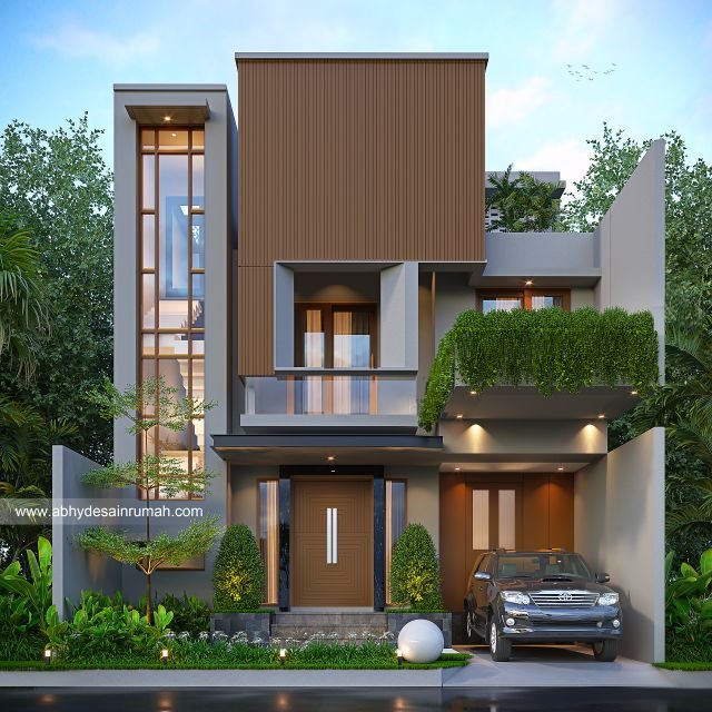 Desain Rumah  Industrial 2 Lantai Lebar 9 Meter Bapak Agata di Semarang 