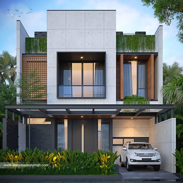 Desain Rumah  Industrial 2 Lantai Lebar 9 Meter Bapak Ahmad di Surabaya 