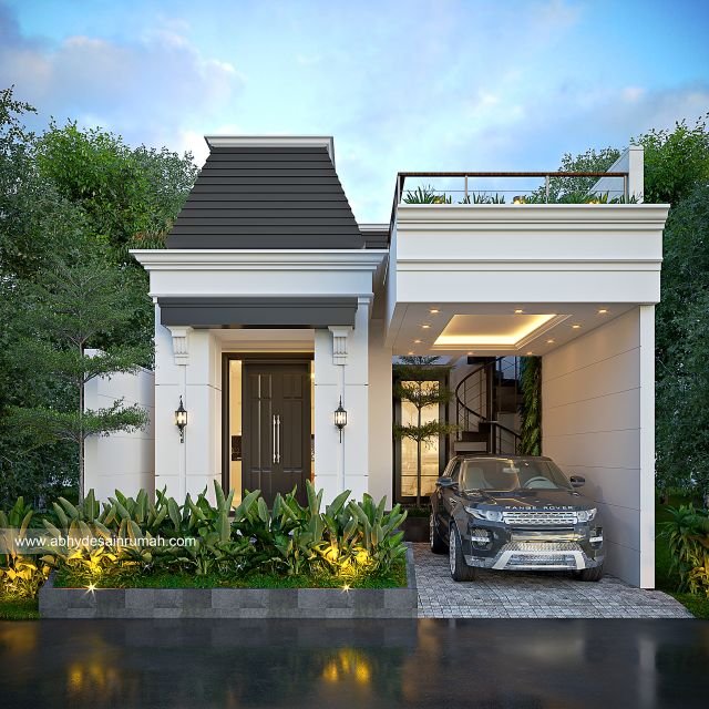 Desain Rumah  Mediteran 1 Lantai Lebar 7 Meter Ibu Tri di Balikpapan 