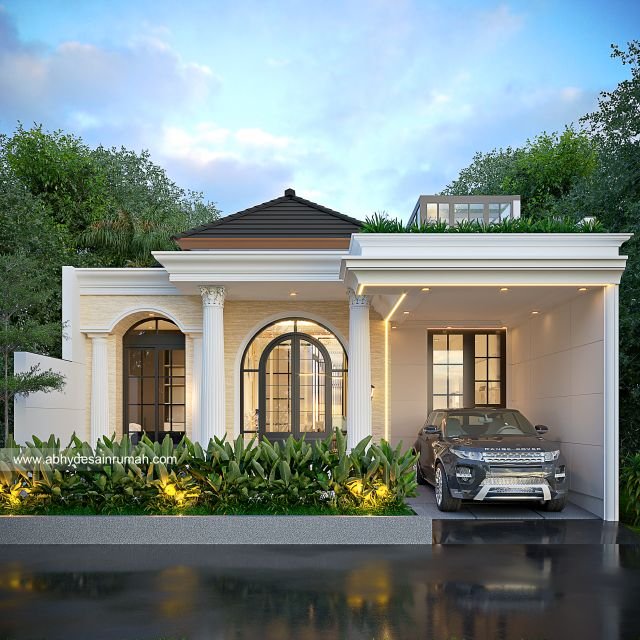 Desain Rumah  Klasik 1 Lantai Lebar 9 Meter Ibu Intan di Surabaya 
