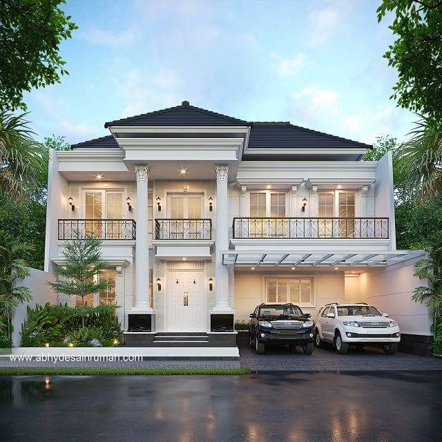 Desain Rumah  Klasik 2 Lantai Lebar 13 Meter Bapak Darel di Jakarta 