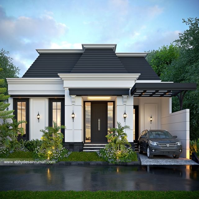 Desain Rumah  Mediteran 1 Lantai Lebar 11 Meter Bapak Fadhly di Bekasi 