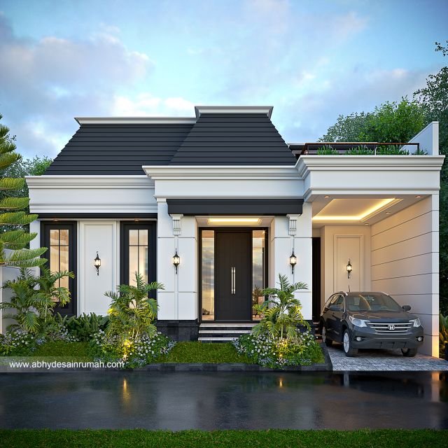 Desain Rumah  Mediteran 1 Lantai Lebar 11 Meter Ibu Diajeng di Solo 