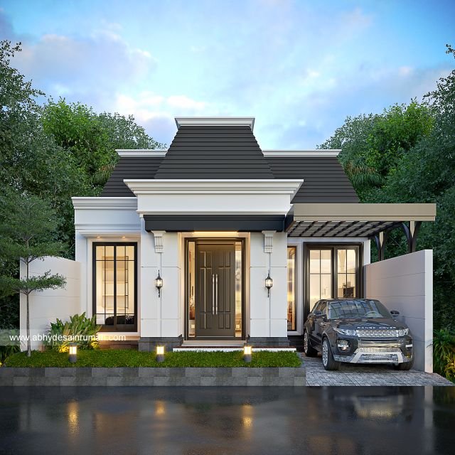 Desain Rumah  Mediteran 1 Lantai Lebar 9 Meter Bapak Rahmat di Bandung 