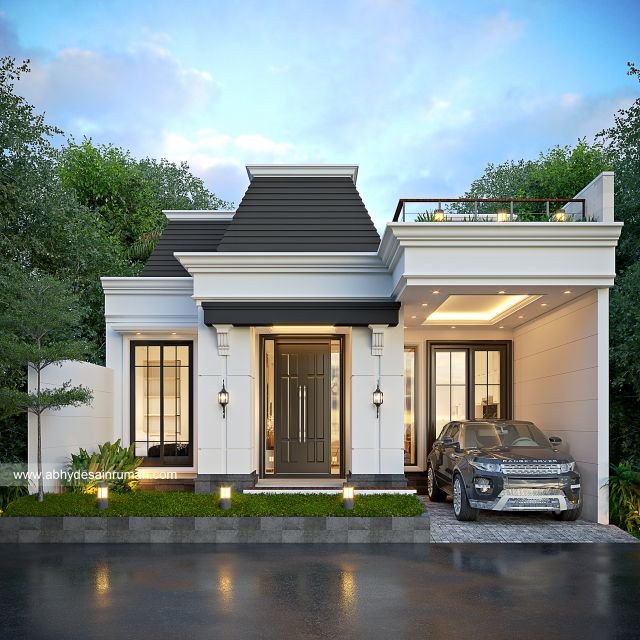 Desain Rumah  Mediteran 1 Lantai Lebar 9 Meter Ibu Ika di Banten 