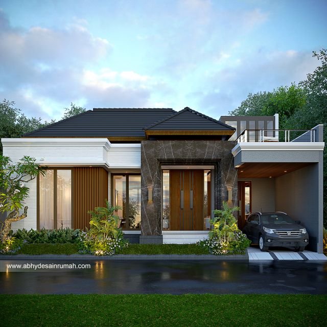 Desain Rumah  Modern 1 Lantai Lebar 13 Meter Bapak Rian di Cirebon 
