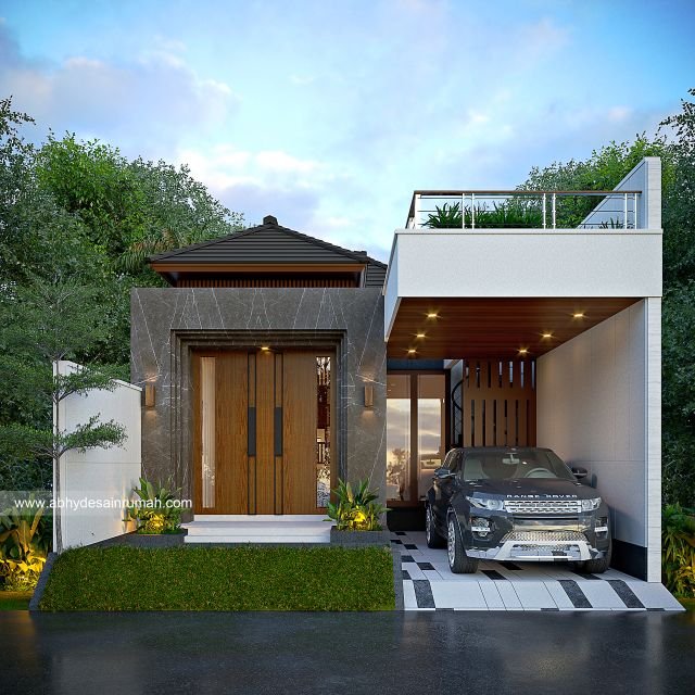 Desain Rumah  Modern 1 Lantai Lebar 7 Meter Bapak Dimas di Surabaya 