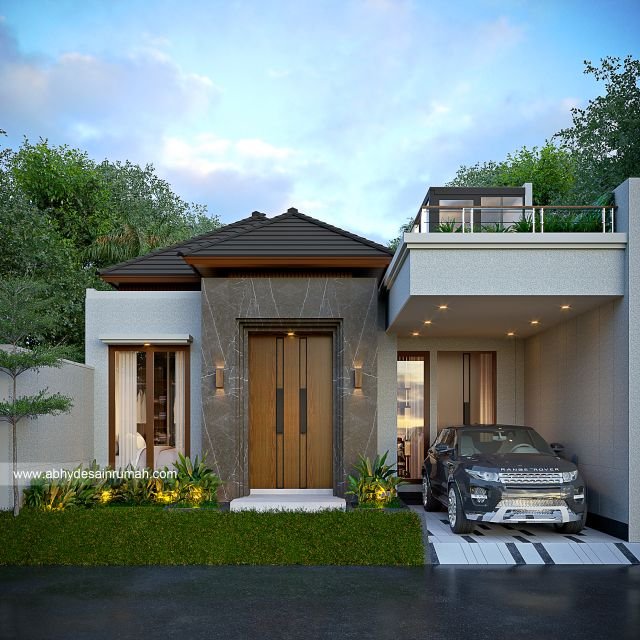 Desain Rumah  Modern 1 Lantai Lebar 9 Meter Ibu Desi di Semarang 