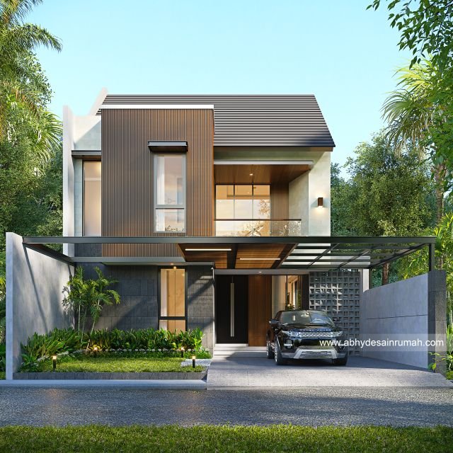 Desain Rumah  Industrial 2 Lantai Lebar 10 Meter Bapak Iwan di Solo 