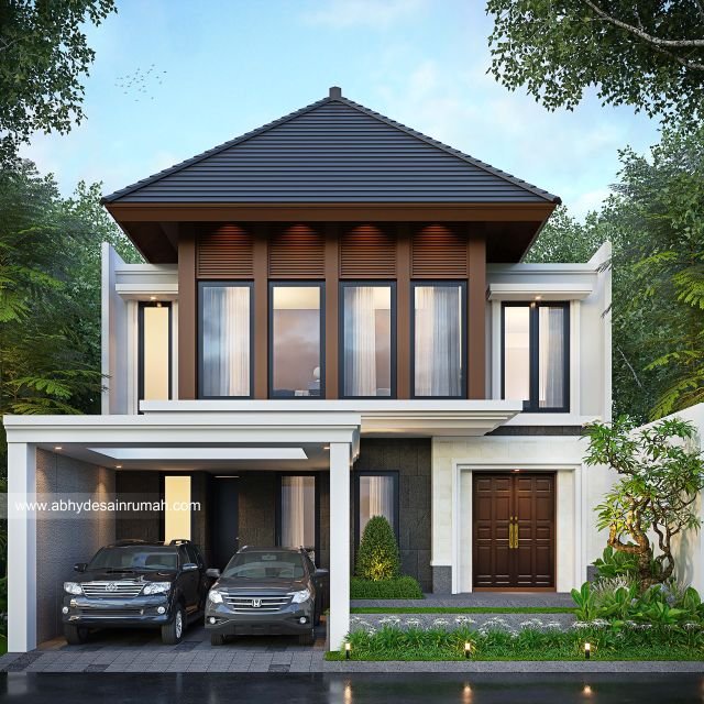 Desain Rumah  Modern 2 Lantai Lebar 11 Meter Ibu Ita di Surabaya 