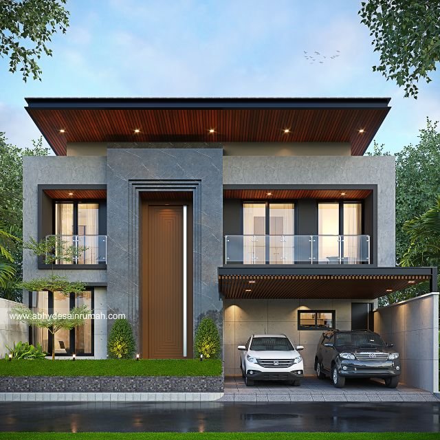 Desain Rumah  Modern 2 Lantai Lebar 13 Meter Ibu Citra di Pekalongan 