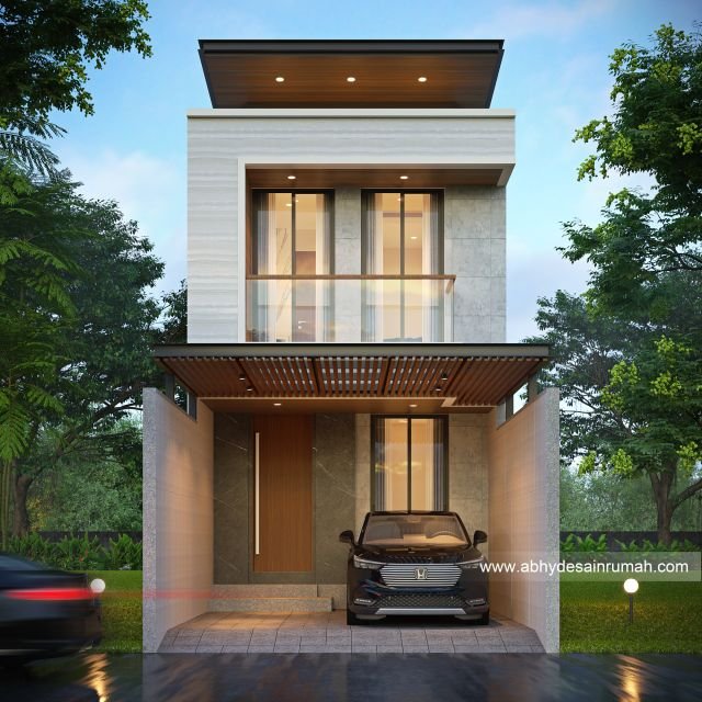 Desain Rumah  Modern 2 Lantai Lebar 4.8 Meter Bapak Aria Indra II di Bandung 