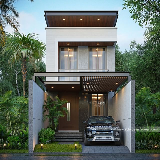 Desain Rumah  Modern 2 Lantai Lebar 5 Meter Bapak Saputra di Lombok 