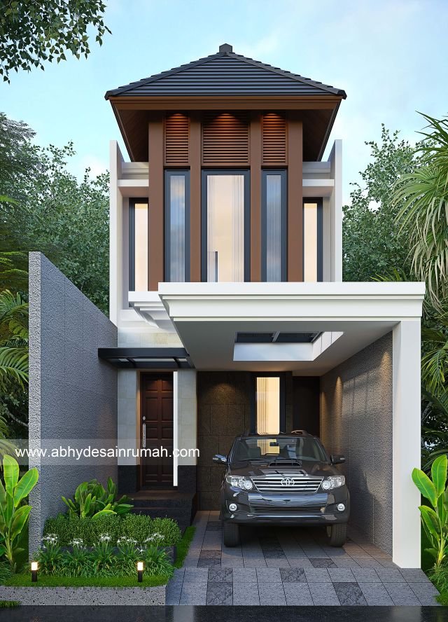 Desain Rumah  Modern 2 Lantai Lebar 5 Meter Ibu Hilda di Tangerang Selatan 