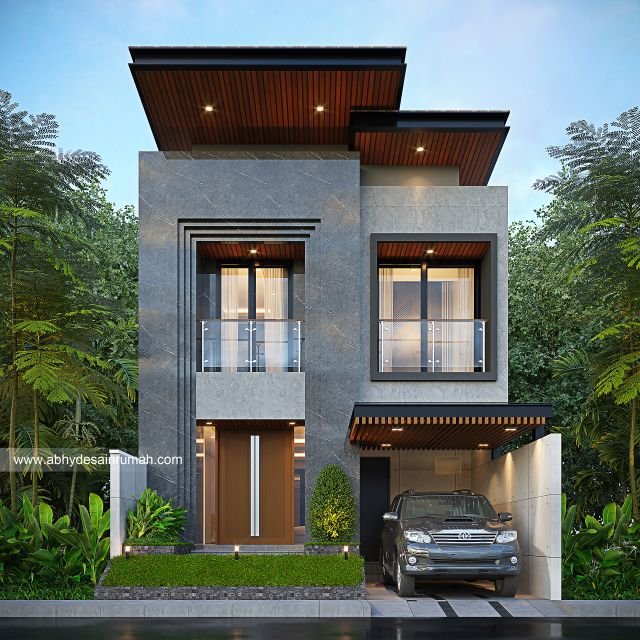 Desain Rumah  Modern 2 Lantai Lebar 7 Meter Bapak Abdul di Depok 