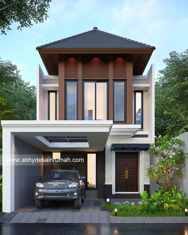 Desain Rumah  Modern 2 Lantai Lebar 7 Meter Bapak Farid di Batam 