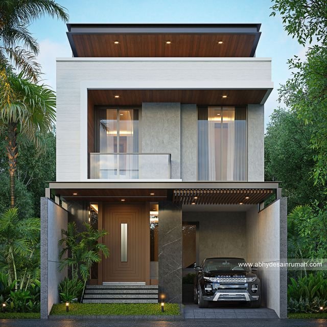 Desain Rumah  Modern 2 Lantai Lebar 7 Meter Ibu Kartika di Jakarta 