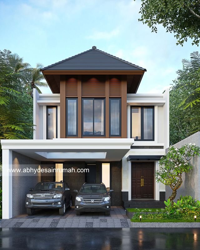 Desain Rumah  Modern 2 Lantai Lebar 9 Meter Ibu Mira di Jakarta 