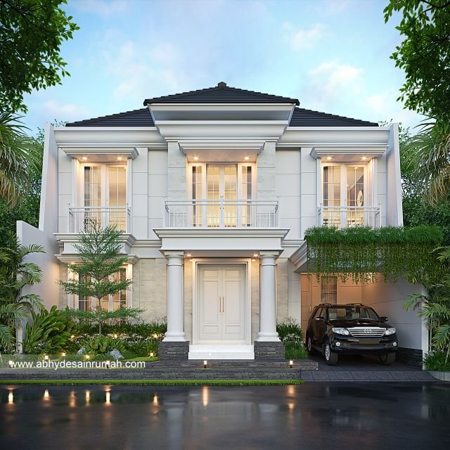 Desain Rumah  Modern Klasik 2 Lantai Lebar 11 Meter Bapak Ade di Balikpapan 